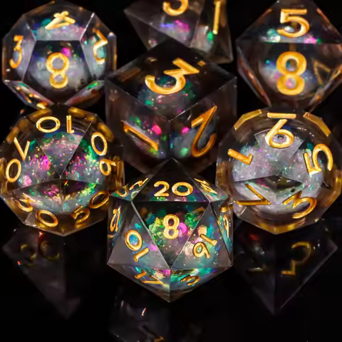 Liquid Core Dice for DnD Sharp Edge Dice Polyhedral Dice Set for Dungeons and Dragons 7 Pieces D&D D