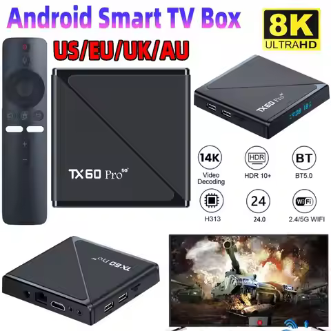 2025 Android 24 Smart TV Box 16GB 256GB Media Player 14K 2.4G/5G Dual WiFi Set Top Box with Remote T