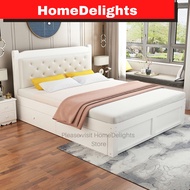 HomeDelights solid pine wood, queen, king size bedframe with and without drawers katil kayu dengan laci atau tiada laci