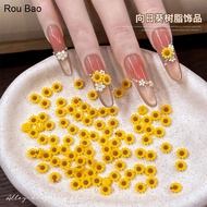 Rou Bao 50pcs Nail Sunflower Yellow Flower Summer Girly DIY Nails Art Charms Decorations
