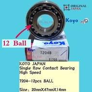 KOYO 7204 -12 BALL,7205 -13 BALL,7304 -10 BALL,7305 -11 BALL.SINGLE ROW ANGULAR CONTACT BALL BEARING
