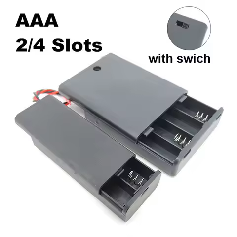 black 2 4 Slot AAA Battery Holder Case Box 2xAAA 4XAAA 3v 6v 1.5v Leads ON/OFF Switch Cover Standard