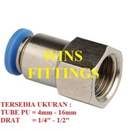 PU pneumatic Thread Fitting in 1/8" 1/4" 3/8" 1/2" to 4 6 8 10 12 mm PU tube straight nipple push in