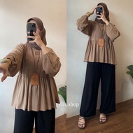 ARINA PEPLUM BLOUSE AIRFLOW ARINA BLOUSE CRINKLE REMPE TOP/ LATEST CRINKLEWanita