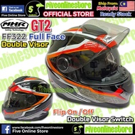 MHR Full Face GT2 Helmet Design Double Visor FullFace FF322 E3 RED/BLACK (SIRIM) Removeable Padding 