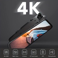 4K WiFi Mirror Car Dash Cam With GPS SD Card Rearview Dash Camera Front And Rear, Touch Screen/G-sensor/loop Recording/parking Monitor/parking Guard