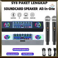 SL HOME KTV SPEAKER BLUETOOTH SY8 2MIC LIVE SOUNDCARD PORTABLE OUTDOOR