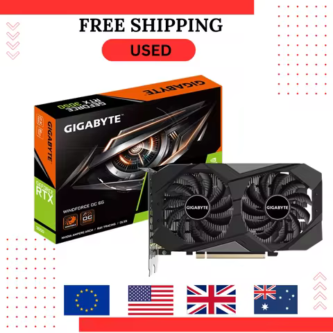 USED GIGABYTE RTX 3050 WINDFORCE OC 6GB Gaming Graphics Card GDDR6 96Bit With 2X Fans NVIDIA Video C
