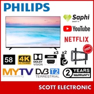 [Delivery By Seller Kedah &amp;Penang]Philips 58 Inch 4K HDR Smart Tv Youtube Netflix DVB-T2 MYTV Myfreeview Television