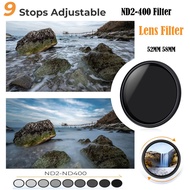 Dynamic ND2 to ND400 Filter 52MM 58MM 67mm Slim Fader Variable ND Lens Filter Neutral Density