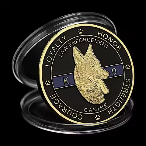 United States K9 Canine Souvenir Golden Plated Coin Guardians of The Night Law Enforcement Commemora