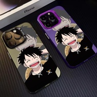 Laughter Luffy Anti Drop Large Hole Mirror Frame Comic Case Suitable for IPhone 7 8 Plus 11 12 13 14 15 Pro XR X XS Max SE 2020 Silicone Hard Casing  Shockproof TPU Cover