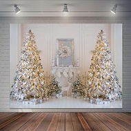 Joliaco 8x6ft Christmas Fireplace Photography Backdrop Luxurious Christmas Interior Room Photo Background Xmas Tree Wreath Gifts Family Kids Holiday Party Backdrop Photo Studio Props