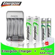 Energizer Original AA AAA Batteries silvery Charger + 1.2V AA  AAA 2450mah 900mAh Ni-MH Rechargeable