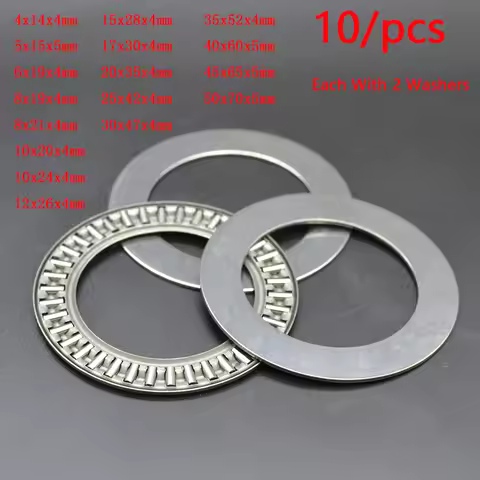 10pcs AXK Series I.D 4mm 5mm 7mm 8mm 12mm 40mm 30mm 50mm 70mm Thrust Needle Roller Bearing Each With