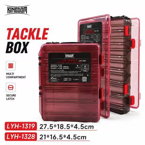 Kingdom Fishing Tackle Boxes 10 14 Compartments Plastic Fishing Accessories Storage Case Double Side