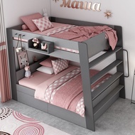 Sg Sellers Double Decker Bed Frame Double Bed Loft BedBed High Low Height-Adjustable Bed Multi-Functional Boys and Girls Adult Bunk Bed Multi-functional Kids Bed Frame With Storage