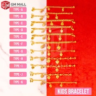 Gelang Tangan Budak Kids Bracelet Lebar 0.2CM- 0.5CM Emas Bangkok Emas Korea GM Mall 24K Gold Plated