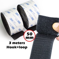 3M Tape 50mm Width Strong Self Adhesive Velcro Hook Loop Tape Fastener Sticky Home DIY 3Meters/pair 