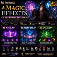 🧙 Magic Effects VFX Bundle | Magic, Mystic Sky & Spells | 4K Fantasy Visual Effects | MP4, MOV, ProR