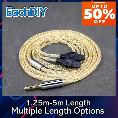 Pure Silver 7n 8 Core 99% Plated 24k Gold Earphone Cable For Sennheiser HD580 HD600 HD650 HDxxx HD66