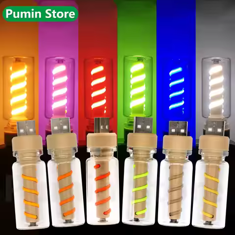 LED Lamp USB Filament Light Bulb 5V Warm Yellow Red Green Blue Pink White Nightlight Bulb Easy Carry