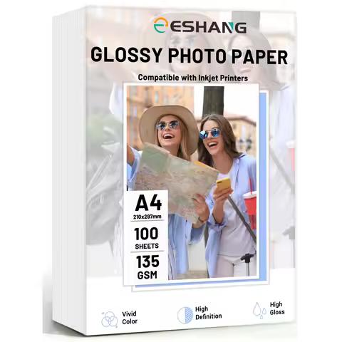 100 Sheets A4 Size - Glossy Inkjet Photo Paper, 8.3*11.7 Inches 135Gsm Photo Paper, Compatible With 
