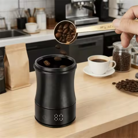High-precision 58 MM Coffee Dosing Cup Aluminium Alloy LED Screen Coffee Powder Cup Wear-resistant E