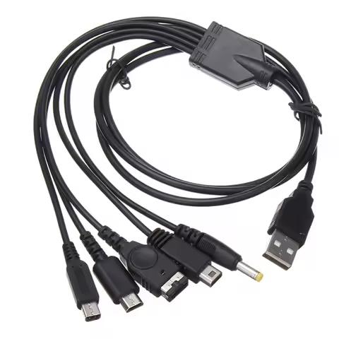 5 in 1 Charging Cable for Nin-tendo Wii U/ NEW 3DSXL/NEW 3DS/NDS LITE SP/PSP/GBA SP Nin-tendo Chargi