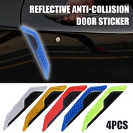 4pcs Car Door Reflective Trim Stickers Night Driving Anti-Collision Decorative Tape Universal Safety Warning Strips Auto Exterior Accessories Anti-scratch Car Body Handle Decal