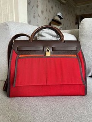 Hermes Herbag 31 Red Brown Vintage Crossbody bag 愛馬仕 斜挎 斜咩 袋 包 中古