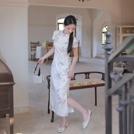 TOWN33 New Chinese Jacquard Cheongsam Dress with High Waist - Z4M101