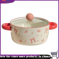 【jiaobin1】High-Looking Double-Ear Ceramic Instant Noodles Bowl with Lid, Large Capacity Instant Nood