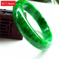 ✵✽Ancient Craft Jewelry Natural Original Ecological Pattern Fine Jade Bracelet Emerald Green Bangle