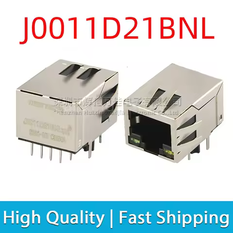 2pcs J0011D21BNL RJ45 Jack 8P8C Network Single Port Tab Down LED Magnetic Filter Interface Ethernet