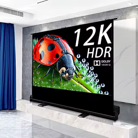 Universal Portable White Floor Standing Pull Up Projection Screen 16:9 4:3 16:10 Full Screen for 4K 