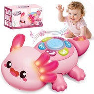 Baby Axolotl Toys 6-12 Months, Tummy Time Musical Crawling Toys