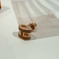 愛馬仕 小H棕色耳環 全新