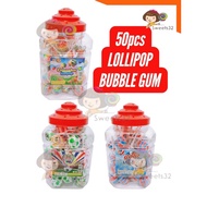 BUBBLE GUM LOLLIPOP [LONG LONG] 50pcs Colored Ball / Cola / Football Lollipop (Gula Gula Getah Peris