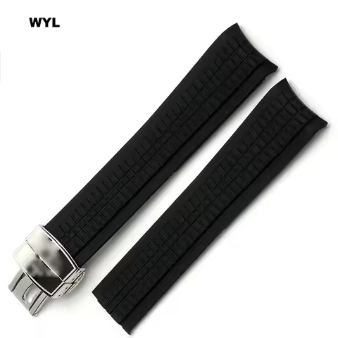 Premium-Grade Soft Rubber Watch Strap Fits For Patek Philippe Silicone 5164A 5167A 5168A 21mm Foldin