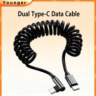 Spring Car Data Cable Dual Type-c Fast Charging Cable Compatible With iOS/Android/Tablet/Phone  Char
