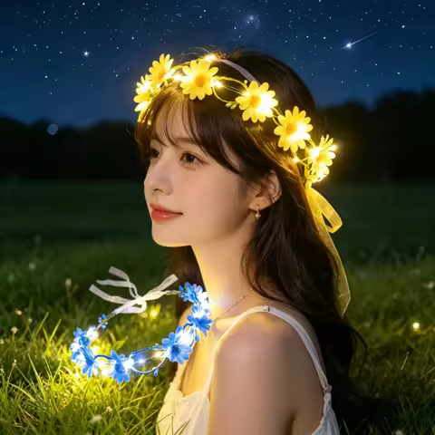 Garland Crown Luminous Floral Headband Glowing LED Flower Crown for Wedding Festival Party