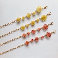玫瑰花口罩鏈 手作 乾燥花 日本樹脂 日系 透明 黃色 粉色