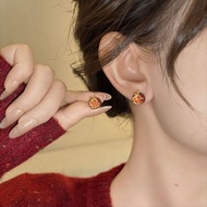 Vintage Diamond-studded Red Pomegranate Stud Earrings