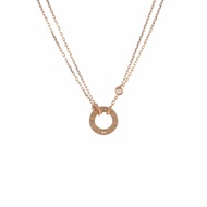 Cartier LOVE兩鑽圓餅項鏈18K玫瑰金/鑽石項鏈玫瑰金項鍊