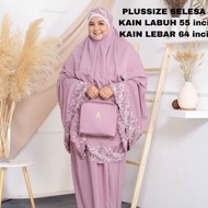 PLUSSIZE ALAJMAL TELEKUNG Saiz Besar Kain Lebar Labuh Sejuk / Kain Sembahyang Dewasa Sulam Premium Pouch Beg Premium