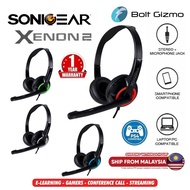 SonicGear Xenon 2 Gaming Headphones with Microphone For Smartphones Headset Microphone 3.5mm audio Jack E-Learning ear