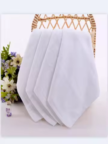 5pcs Small square towel pure cotton kindergarten white square towel foot therapy Hotel Hotel napkin 