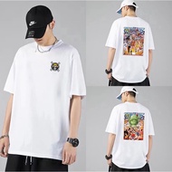 【Raya】 Anime One Piece Oversize White T Shirt Top Korean Fashion Unisex Trendy Oversized T Shirt Lelaki Plus Size t shirt design template