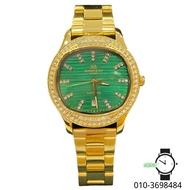 Roscani Fashion Green Dial Gold Stainless Steel Band Ladies Watch BLE705G7